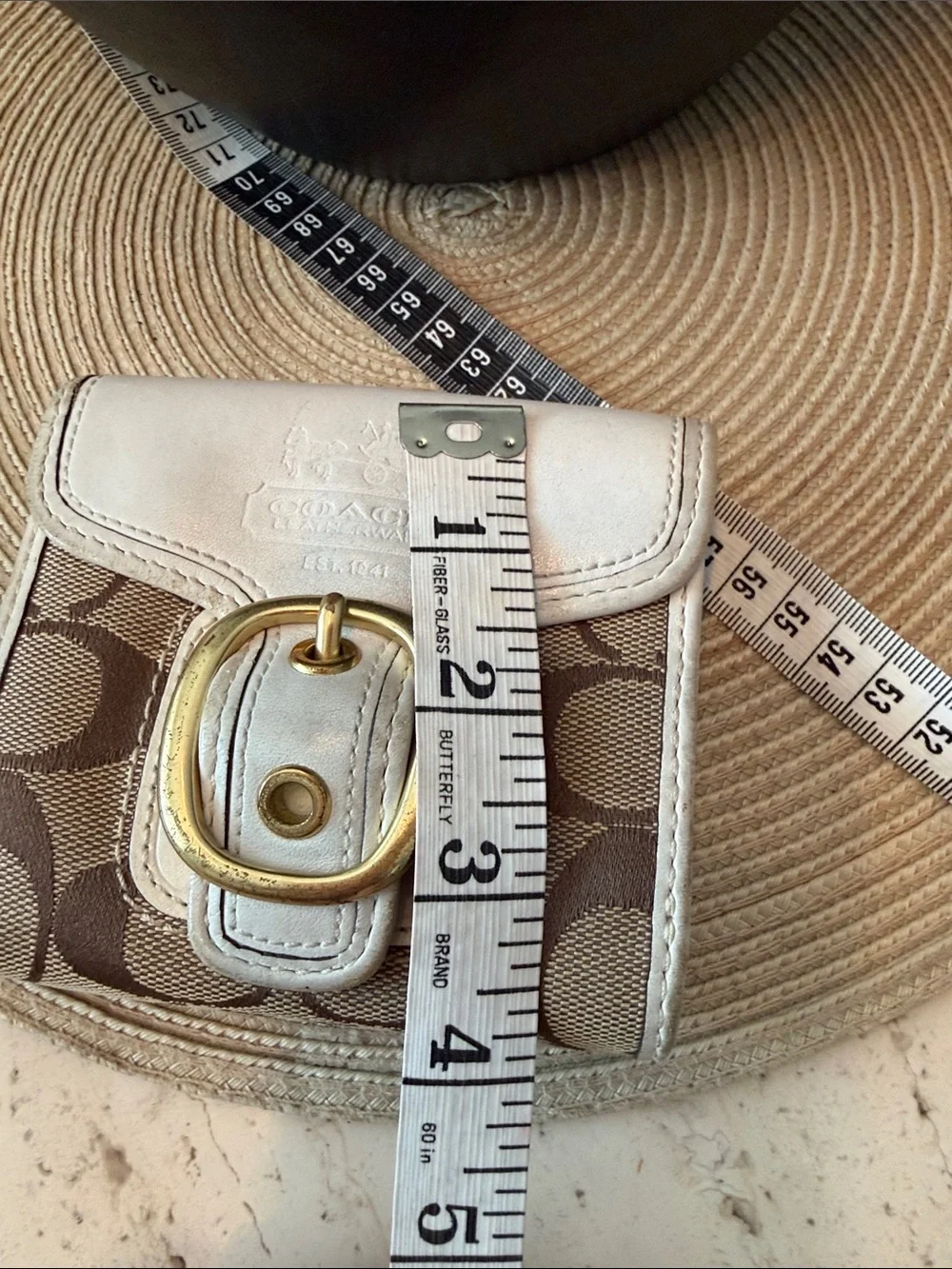 Coach Vintage Bleeker Signature Canvas Wallet with Tattersall Lining SoHo Buckle